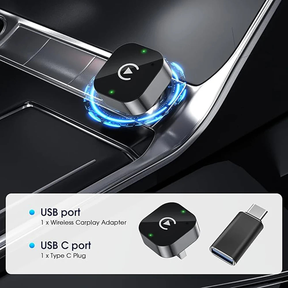 Frascora Wireless CarPlay Adapter for Apple iPhone & Android Auto 2 in 1.