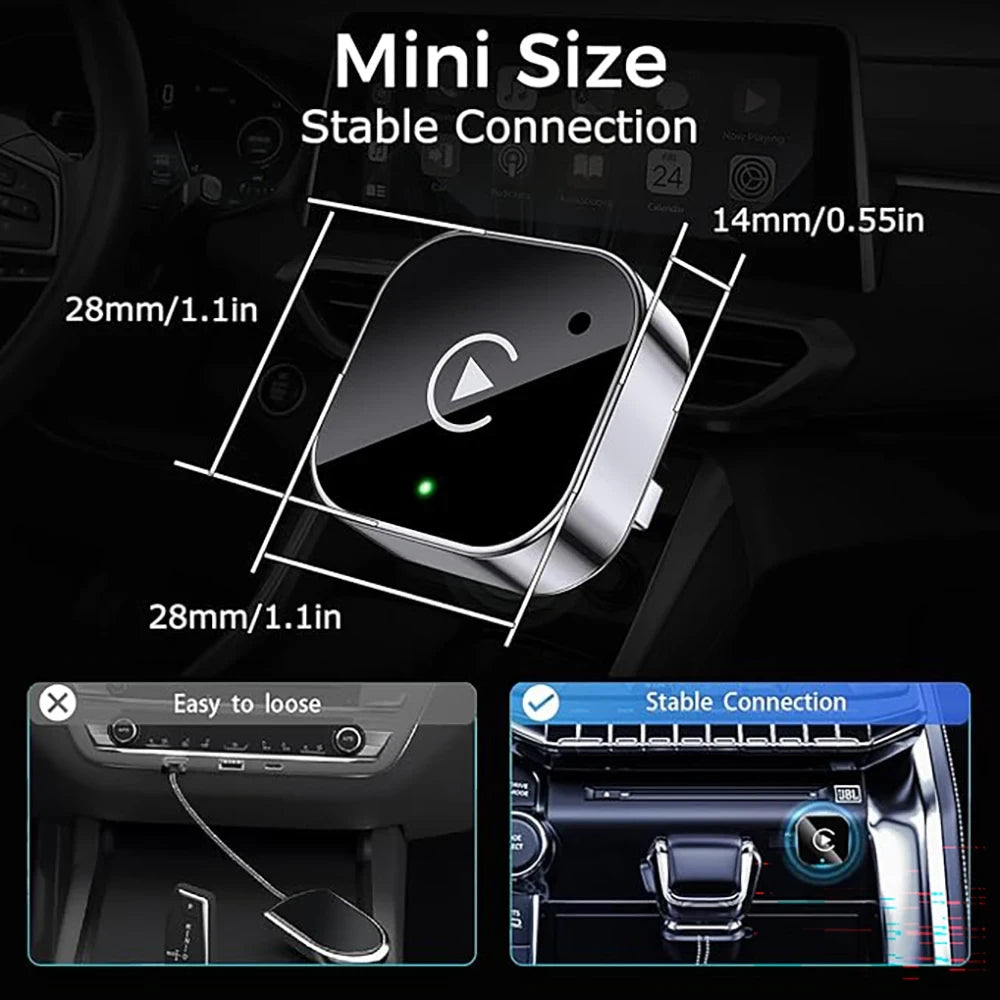 Frascora Wireless CarPlay Adapter for Apple iPhone & Android Auto 2 in 1.
