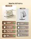Frascora Portable Handheld Travel Steamer for Clothes, Fast Heat-Up, 160ml Water Tank, Large Ceramic Heat Panel, 120V, White.