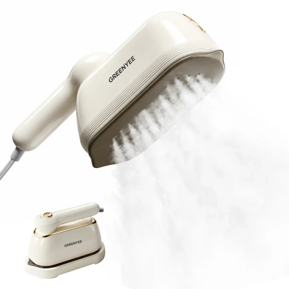 Frascora Portable Handheld Travel Steamer for Clothes, Fast Heat-Up, 160ml Water Tank, Large Ceramic Heat Panel, 120V, White.